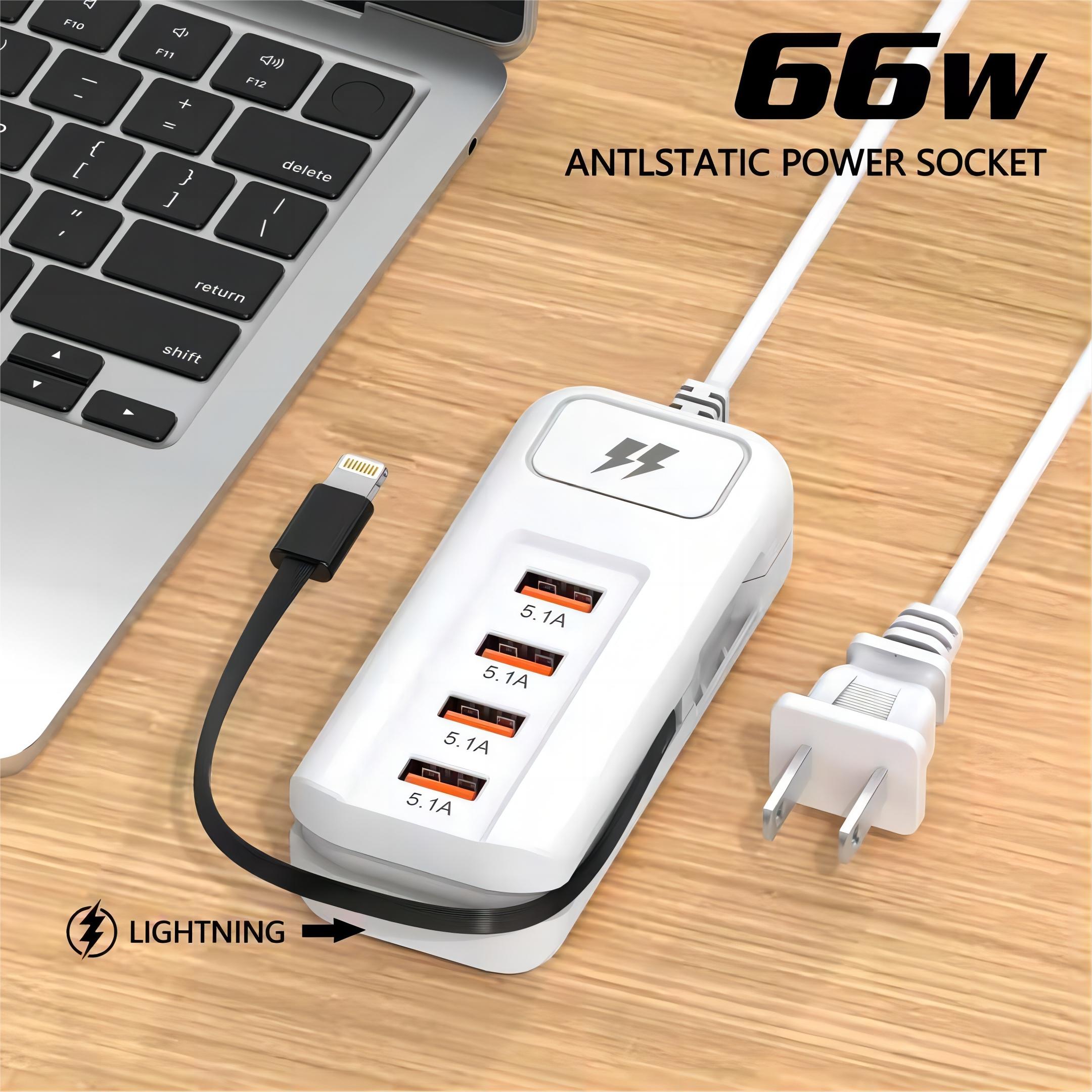 Power Socket Adapter 66w ( 1-Lightning, 4-Usb )