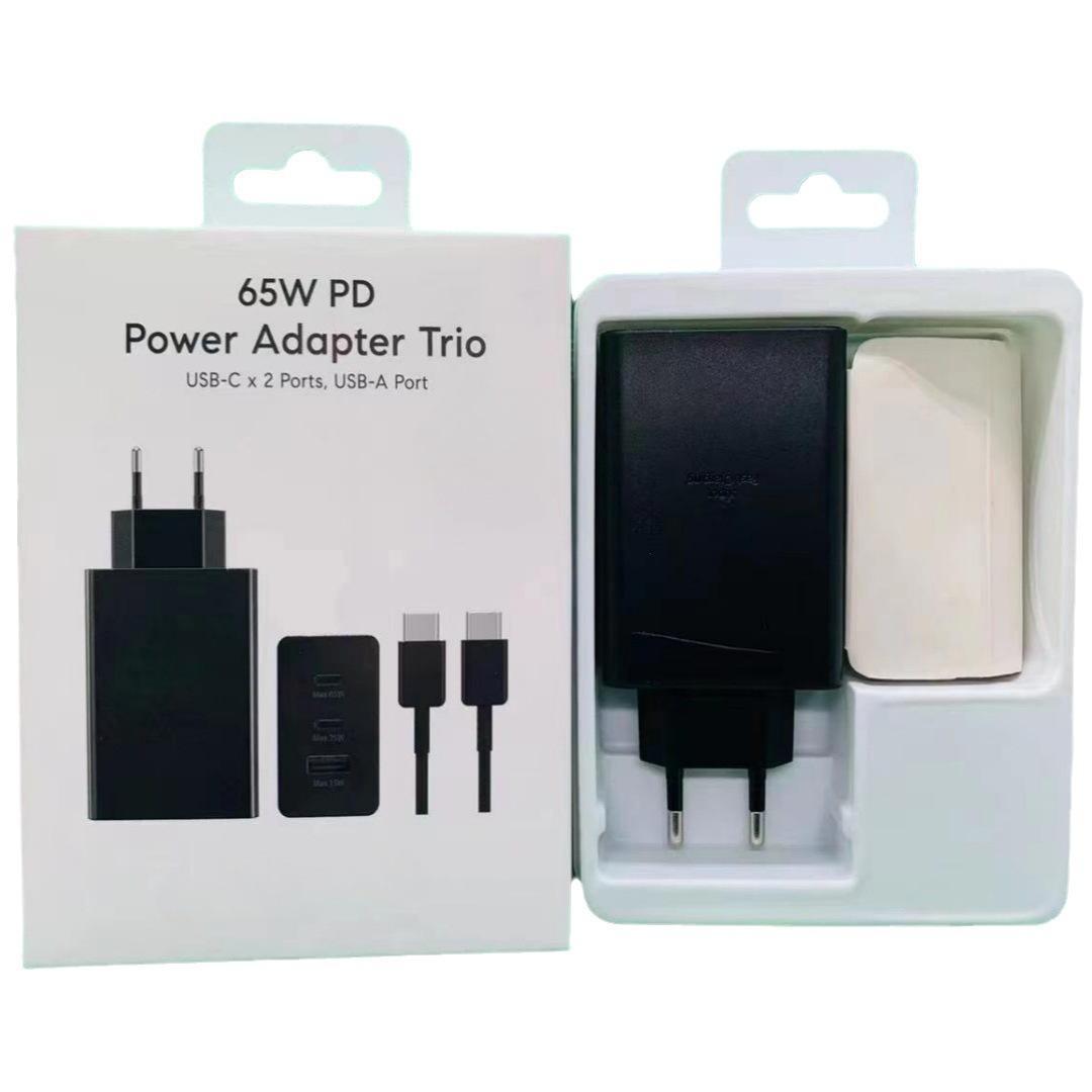 65W PD Power Adapter Trio USB-C x 2 Ports, USB-A Port